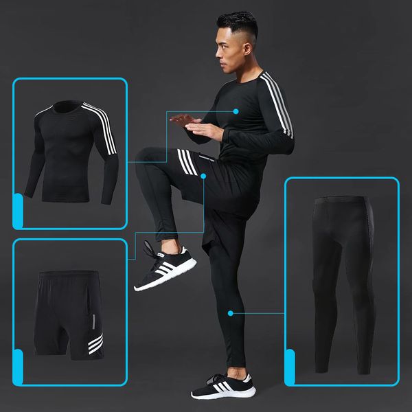 3pcs / set workout male fitness compression gym sports suit clothes running jogging sport wear exercise workout tights, Black;blue
3pcs / set workout male fitness compression gym sports suit clothes running jogging sport wear exercise workout tights, Black;blue