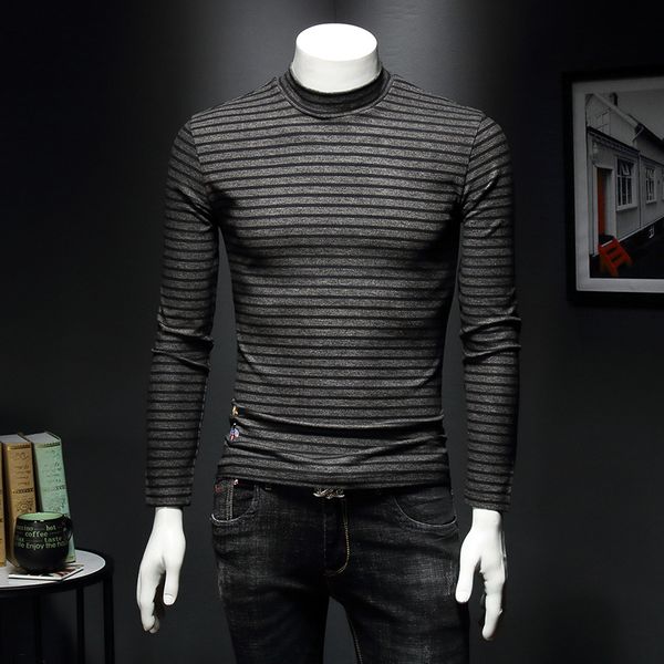 2019 autumn new long-sleeved t-shirt male round neck korean version of the cotton youth slim wild striped bottoming shirt tide, White;black
2019 autumn new long-sleeved t-shirt male round neck korean version of the cotton youth slim wild striped bottoming shirt tide, White;black
