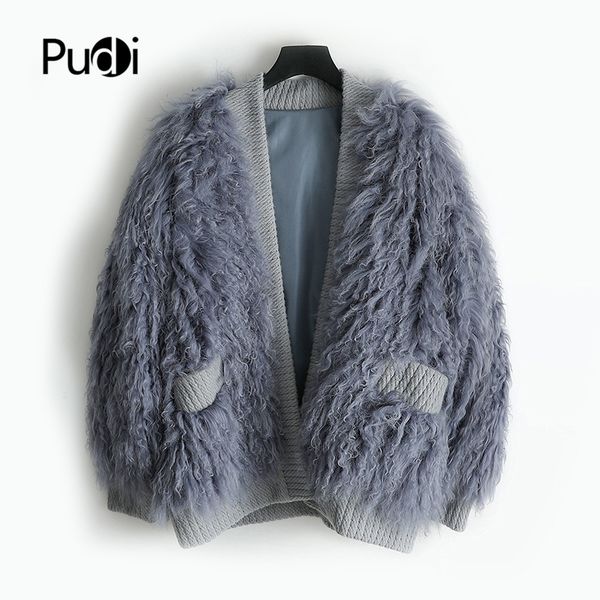 women's fur & faux pudi winter warm real sheep coat overcoat leisure lady natural knitted coats jacket oversize ct943, Black
women's fur & faux pudi winter warm real sheep coat overcoat leisure lady natural knitted coats jacket oversize ct943, Black