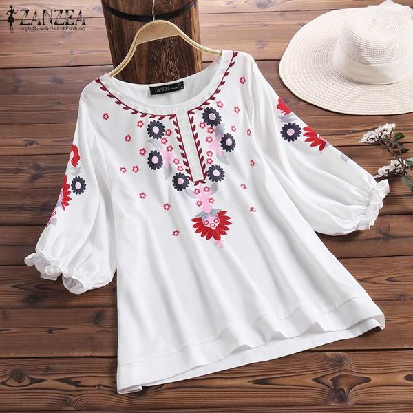 women's blouse ethnic floral print shirt 2019 zanzea summer bohemian lantern sleeve blusas casual tunic loose chemise mujer, White
women's blouse ethnic floral print shirt 2019 zanzea summer bohemian lantern sleeve blusas casual tunic loose chemise mujer, White