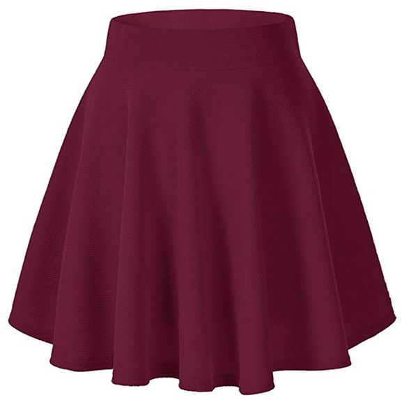 women's basic pleated mini skirt wine red shoirt aline stretch flare casual midi club party skirt dot, Black
women's basic pleated mini skirt wine red shoirt aline stretch flare casual midi club party skirt dot, Black