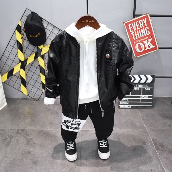 children clothing boys clothes faux leather + hoodie + pants 3pcs kids boys sport suit toddler clothing sets 2-6years, White
children clothing boys clothes faux leather + hoodie + pants 3pcs kids boys sport suit toddler clothing sets 2-6years, White