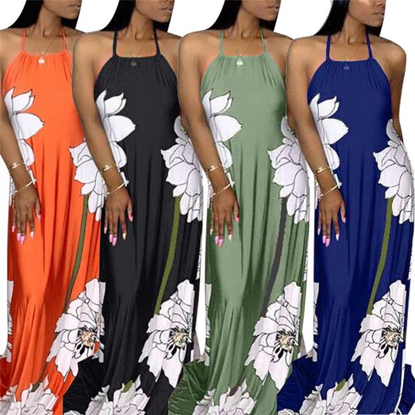 сексуальные свободные длинные платья женщин спинки с цветочным принтом богемное платье летняя пляжная одежда длиной до пола платье платок nb, White;black