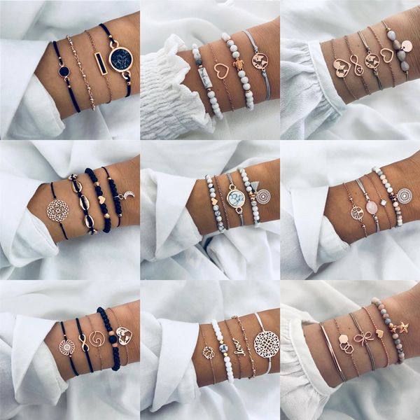 link, chain 31 styles boho mixed leaves letter map geometric crystal infinity pentagram shell multi-layer bracelet women wholesale, Black
link, chain 31 styles boho mixed leaves letter map geometric crystal infinity pentagram shell multi-layer bracelet women wholesale, Black