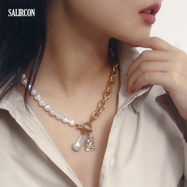 salircon bohemian imitation pearl choker necklace collars statement cuban thick chain square pendant necklaces for women jewelry, Silver
salircon bohemian imitation pearl choker necklace collars statement cuban thick chain square pendant necklaces for women jewelry, Silver