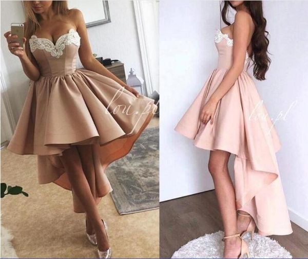 vintage women cocktail dresses sweetheart party dress high low length white lace appliques blush pink satin homecoming gowns, Red
vintage women cocktail dresses sweetheart party dress high low length white lace appliques blush pink satin homecoming gowns, Red