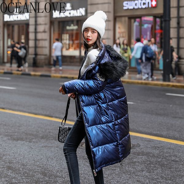 oceanlove fur collar hooded winter coat women thick shiny long parkas student korean warm chaqueta mujer jacket fashion 13345, Black
oceanlove fur collar hooded winter coat women thick shiny long parkas student korean warm chaqueta mujer jacket fashion 13345, Black