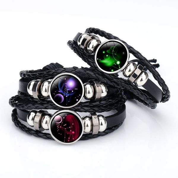 lko new 12 constellation handmade leather bracelets for women weave multi layer punk 12 zodiac couple charms bracelet jewelry, Golden;silver
lko new 12 constellation handmade leather bracelets for women weave multi layer punk 12 zodiac couple charms bracelet jewelry, Golden;silver