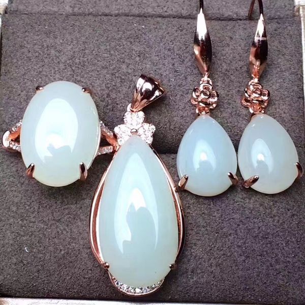 natural wada white jade ring pendant earrings three sets 925 silver mosaic ring live mouth to send silver chain female, Black
natural wada white jade ring pendant earrings three sets 925 silver mosaic ring live mouth to send silver chain female, Black