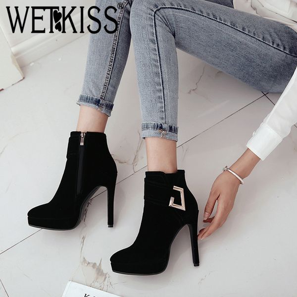 wetkiss новые лодыжки женские сапоги круглый носок флок обувь на высоких каблуках женские ботинки на платформе женские 2018 черный плюс разм, Black
wetkiss новые лодыжки женские сапоги круглый носок флок обувь на высоких каблуках женские ботинки на платформе женские 2018 черный плюс разм, Black