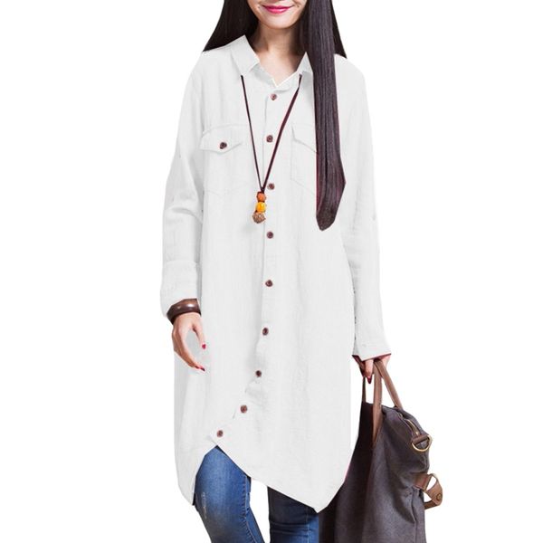 tunic women's shirt blouse plus size 3xl 4xl 5xl long female irregular hem button loose casual long sleeve vintage lady, White
tunic women's shirt blouse plus size 3xl 4xl 5xl long female irregular hem button loose casual long sleeve vintage lady, White