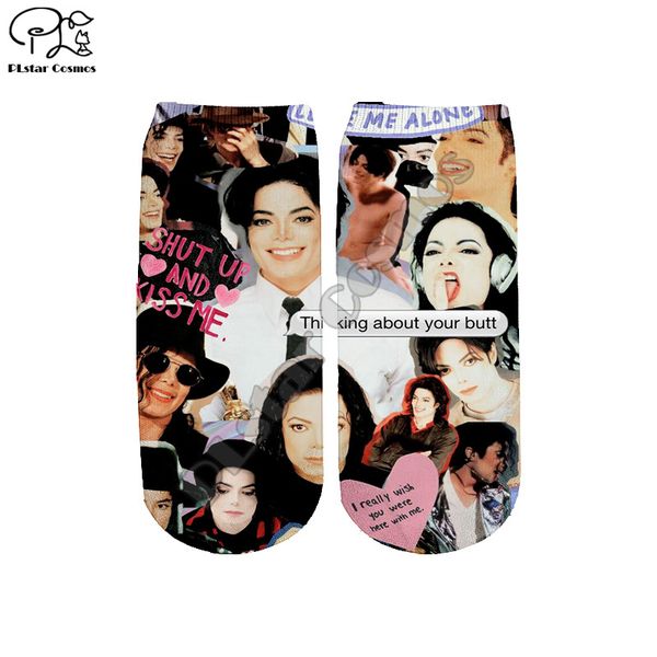 

plstar cosmos drop shipping michael jackson fashion 3dprint women/men/boy/girl harajuku colorful casual short ankle socks style5, Black;white