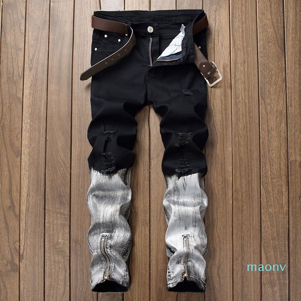 men's distressed ripped skinny jeans fashion designer slim motorcycle moto biker mens denim pants xm08, Blue
men's distressed ripped skinny jeans fashion designer slim motorcycle moto biker mens denim pants xm08, Blue