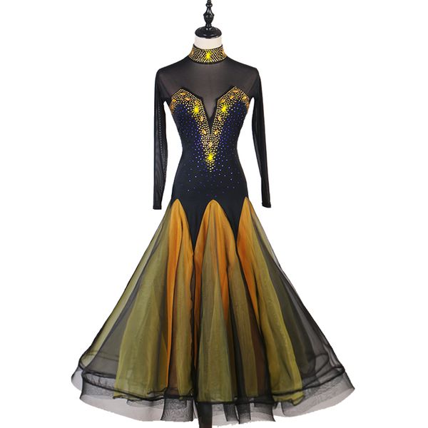 standard ballroom dance dresses lady advanced dancing skirt high collar waltz ballroom competition dance dress, Black;red
standard ballroom dance dresses lady advanced dancing skirt high collar waltz ballroom competition dance dress, Black;red