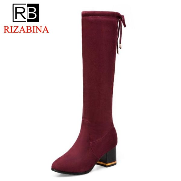 rizabina size 32-43 woman high heel boots fur winter women shoes lace up knee boots woman simple fashion shoes winter footwear, Black 
rizabina size 32-43 woman high heel boots fur winter women shoes lace up knee boots woman simple fashion shoes winter footwear, Black