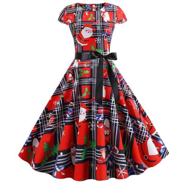 print santa claus vintage dress women short sleeve dress elegant swing party dresses casual christmas cosplay costumes, Silver
print santa claus vintage dress women short sleeve dress elegant swing party dresses casual christmas cosplay costumes, Silver