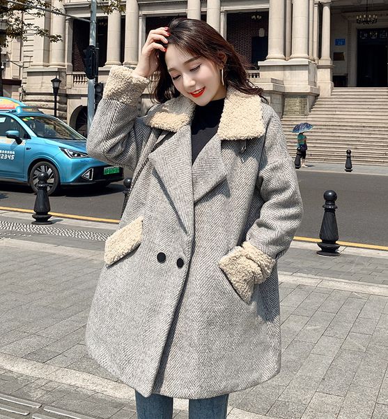 women coat outerwear winter clothing fashion warm woolen blends female elegant double breasted woolen coat, Tan;black
women coat outerwear winter clothing fashion warm woolen blends female elegant double breasted woolen coat, Tan;black