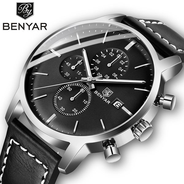 2019 new benyar men's watches casual fashion chronograph/30m waterproof/sport watches men leather wristwatch mens reloj hombre, Slivery;brown
2019 new benyar men's watches casual fashion chronograph/30m waterproof/sport watches men leather wristwatch mens reloj hombre, Slivery;brown