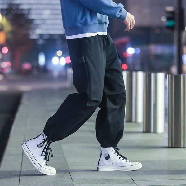 men's pants trendy overalls loose-fitting straight leg with wide legs drawstring tied around the feet, Black
men's pants trendy overalls loose-fitting straight leg with wide legs drawstring tied around the feet, Black