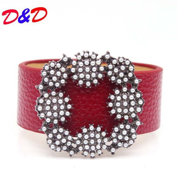 d&d european fashion punk wide pearl leather bracelet & bangles for women cuff bracelet wedding jewelry, White
d&d european fashion punk wide pearl leather bracelet & bangles for women cuff bracelet wedding jewelry, White