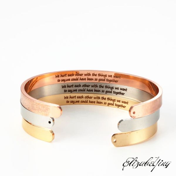 new 6mm stainless steel bangle engraved we hurt each other positive inspirational quote cuff mantra bracelet for men, Black
new 6mm stainless steel bangle engraved we hurt each other positive inspirational quote cuff mantra bracelet for men, Black