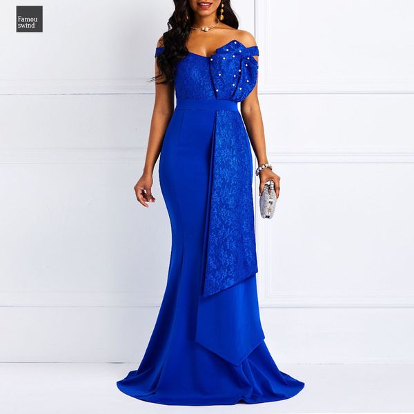 women off shoulder long dress mermaid slash neck beads skinny robe evening fashion patchwork lace elegant maxi dresses, Black;gray
women off shoulder long dress mermaid slash neck beads skinny robe evening fashion patchwork lace elegant maxi dresses, Black;gray