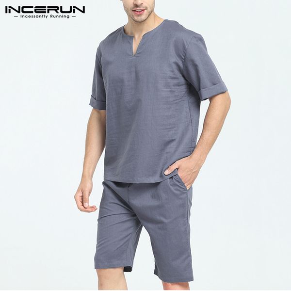 men's sleepwear incerun cotton men pajamas sets solid color leisure nightgown cozy homewear short sleeve v neck shorts s-3xl, Black;brown
men's sleepwear incerun cotton men pajamas sets solid color leisure nightgown cozy homewear short sleeve v neck shorts s-3xl, Black;brown