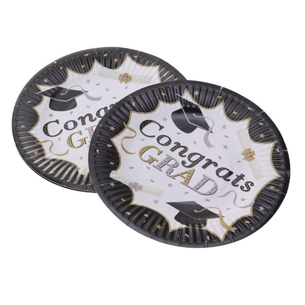 10pcs paper plates disposable congrats grad round black and golden tableware dinner supplies for graduation celebration party
10pcs paper plates disposable congrats grad round black and golden tableware dinner supplies for graduation celebration party