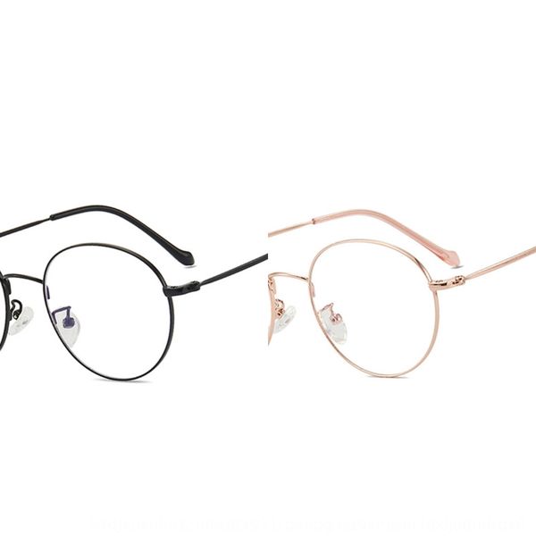 2019 metal frame frame plain round titanium glasses anti-slip decorative plain glasses female, Silver