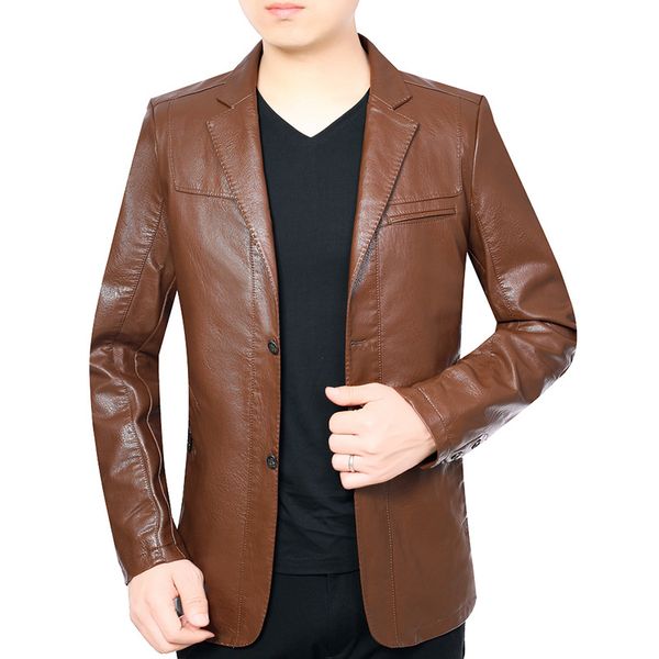 2019 autumn & winter new style men's leather coat men suit collar leather jacket casual young and middle-aged slim fit coat men, Black
2019 autumn & winter new style men's leather coat men suit collar leather jacket casual young and middle-aged slim fit coat men, Black