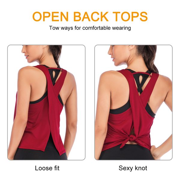 women's yoga shirts open back sleeveless workout shirt sports open back tank training workout athletic running, Black;red
women's yoga shirts open back sleeveless workout shirt sports open back tank training workout athletic running, Black;red