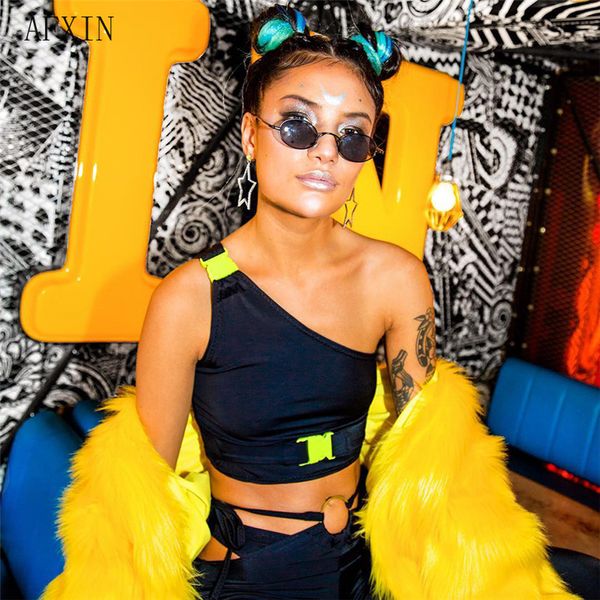 2019 летняя уличная одежда neon crop top women sexy топы на одно плечо с пряжкой без рукавов зеленый розовый черный tank обрезанный женский, White
2019 летняя уличная одежда neon crop top women sexy топы на одно плечо с пряжкой без рукавов зеленый розовый черный tank обрезанный женский, White