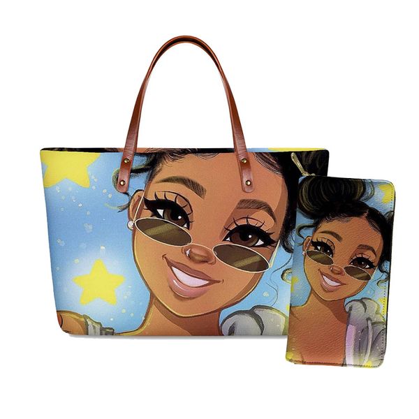 hycool stars african black girls pattern fashion 2pcs/set women bags set convenient handbags card coin purse makeup clutch bag
hycool stars african black girls pattern fashion 2pcs/set women bags set convenient handbags card coin purse makeup clutch bag