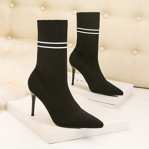 woman ankle sock boots pointed toe high heels boots zapatos de mujer fashion comfortable women shoes, Black
woman ankle sock boots pointed toe high heels boots zapatos de mujer fashion comfortable women shoes, Black