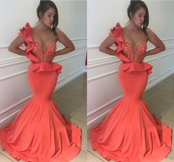 beautiful coral sheer jewel neck satin mermaid prom dresses beaded floor length ruffles evening prom gowns robes de bal custom made, Black
beautiful coral sheer jewel neck satin mermaid prom dresses beaded floor length ruffles evening prom gowns robes de bal custom made, Black