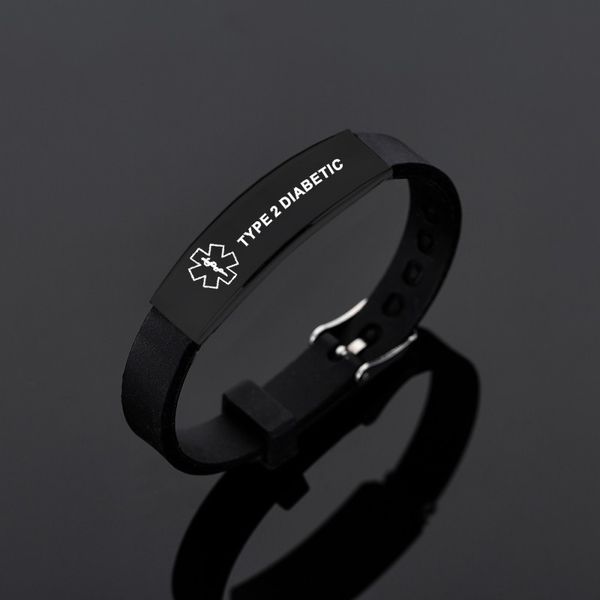 titanium steel silicone medical information bracelet type 2 diabetes/epilepsy fashion life channel jewelry gift for parents love, Black
titanium steel silicone medical information bracelet type 2 diabetes/epilepsy fashion life channel jewelry gift for parents love, Black