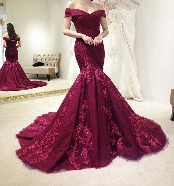 burgundy prom dress layers tulle with applique off the shoulder layers sweep train evening gowns saudi arabia, Black
burgundy prom dress layers tulle with applique off the shoulder layers sweep train evening gowns saudi arabia, Black
