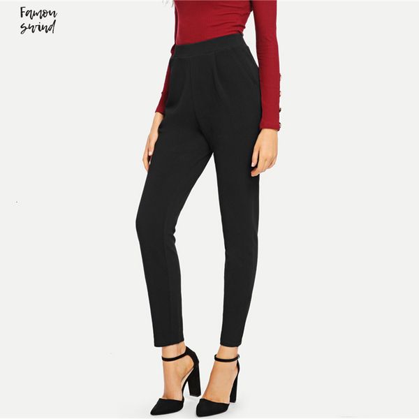 black pocket pants skinny pants workwear elastic waist plain trousers women autumn casual high waist elegant side, Black;white
black pocket pants skinny pants workwear elastic waist plain trousers women autumn casual high waist elegant side, Black;white