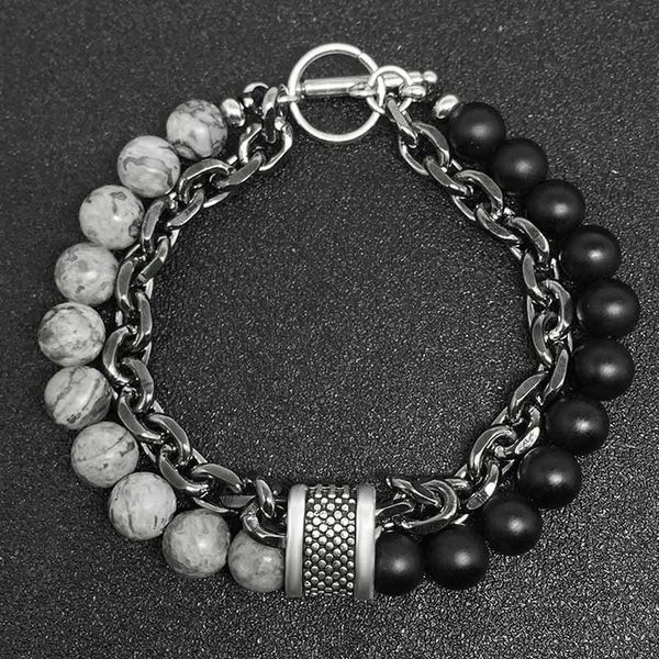 natural stone beads bracelet tiger eye men's chain on hand stainless steel layer bracelet male jewelry steampunk hip hop luxury, Black
natural stone beads bracelet tiger eye men's chain on hand stainless steel layer bracelet male jewelry steampunk hip hop luxury, Black