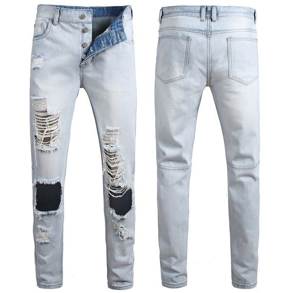 starbrand mens designer jeans light blue broken hole denim pants fashion scratched biker jeans
starbrand mens designer jeans light blue broken hole denim pants fashion scratched biker jeans