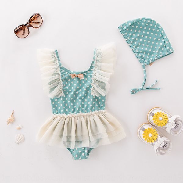 girls' one-piece green polka dot swimsuit yarn with hat children's spring swimsuit, White;black
girls' one-piece green polka dot swimsuit yarn with hat children's spring swimsuit, White;black