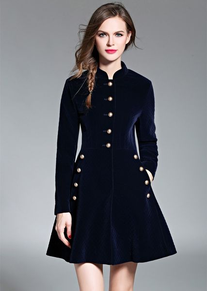 2020 long sleeve vintage single breasted dress autumn winter new fashion velvet a-line dark blue women dresses robe hiver, Black;gray
2020 long sleeve vintage single breasted dress autumn winter new fashion velvet a-line dark blue women dresses robe hiver, Black;gray