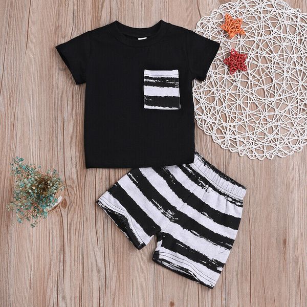 2019 Hot Summer Kids Boy Tshirt+Short 2pcs Set Casual Suit Toddler Kid Children Pocket Decor+Striped Print Clothing Costume 0-2T
2019 Hot Summer Kids Boy Tshirt+Short 2pcs Set Casual Suit Toddler Kid Children Pocket Decor+Striped Print Clothing Costume 0-2T