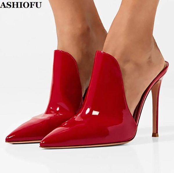 ashiofu handmade real picture ladies high heel slippers patent leather party shoes evening club fashion slipper shoes, Black
ashiofu handmade real picture ladies high heel slippers patent leather party shoes evening club fashion slipper shoes, Black