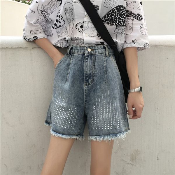 2019 new drill fringed denim shorts for students, White;black
2019 new drill fringed denim shorts for students, White;black