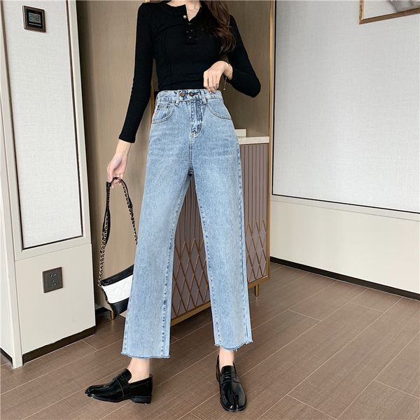 s-xl 2020 spring korean style 2 buttons high waist jeans women loose wide leg denim jeans womens trousers (z8065, Blue
s-xl 2020 spring korean style 2 buttons high waist jeans women loose wide leg denim jeans womens trousers (z8065, Blue