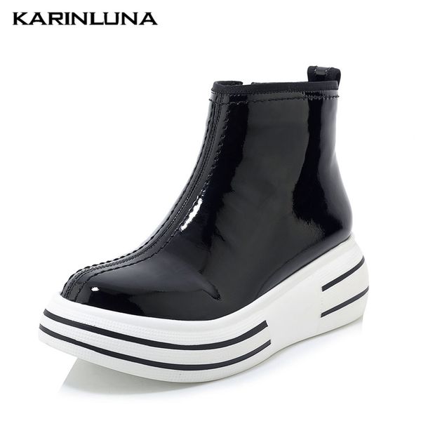 karin brand leisure genuine leather flat platform shoes women casual autumn winter woman shoes ankle boots female, Black
karin brand leisure genuine leather flat platform shoes women casual autumn winter woman shoes ankle boots female, Black