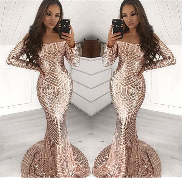 gold sequined bateau long sleeve mermaid prom dresses 2019 floor length strapless evening party gown bc1643, Black
gold sequined bateau long sleeve mermaid prom dresses 2019 floor length strapless evening party gown bc1643, Black