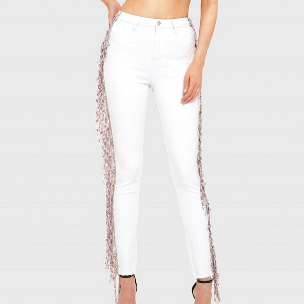 high waist jeans woman plus size street style skinny denim pants slim elastic sequined bead tassel pencil white jeans party club, Blue
high waist jeans woman plus size street style skinny denim pants slim elastic sequined bead tassel pencil white jeans party club, Blue