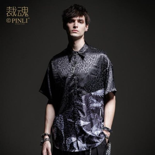 new men's male summer fashion black soul 2020 design spring dark loose printed short-sleeved shirt bc201113185, White;black
new men's male summer fashion black soul 2020 design spring dark loose printed short-sleeved shirt bc201113185, White;black